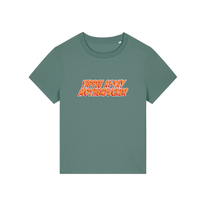 green christmas t-shirt with the slogan 'yippee ki-yay motherfucker'