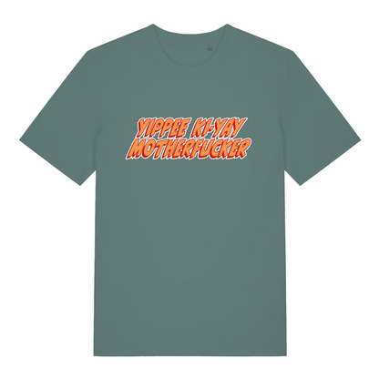 green women's movie t-shirt with the quote 'yippee ki-yay motherfucker'