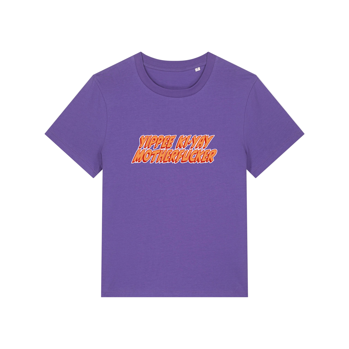 purple christmas t-shirt with the slogan 'yippee ki-yay motherfucker'