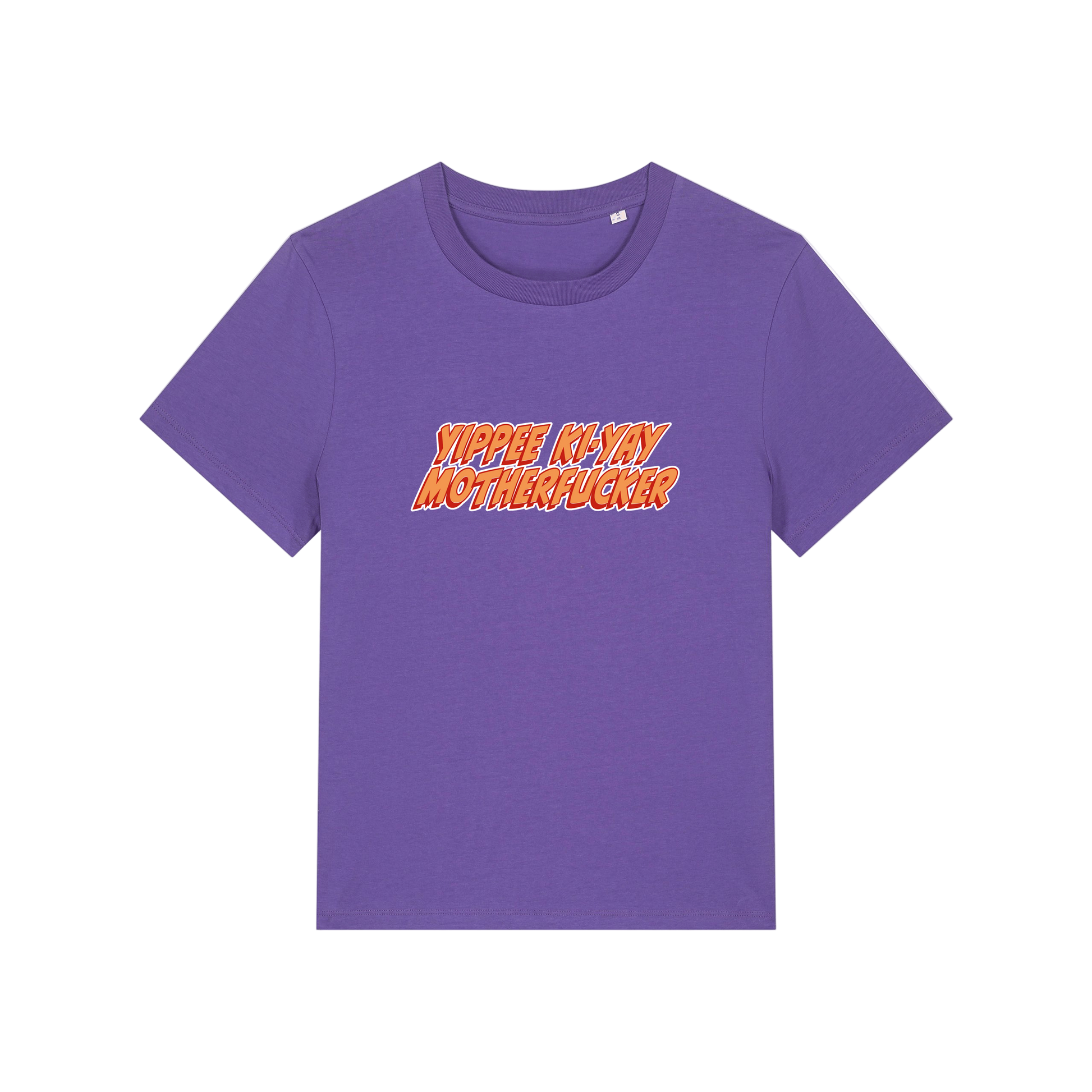 purple christmas t-shirt with the slogan 'yippee ki-yay motherfucker'