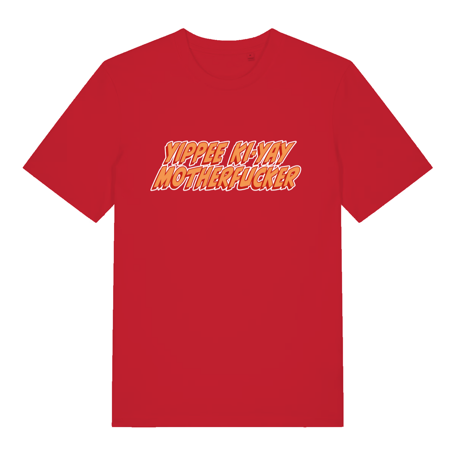 red women's movie t-shirt with the quote 'yippee ki-yay motherfucker'