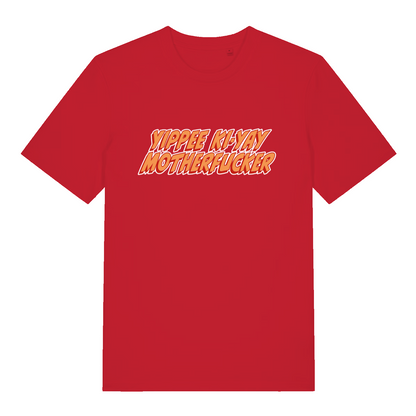 red women's movie t-shirt with the quote 'yippee ki-yay motherfucker'