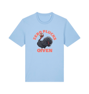 light blue funny animal t-shirt with the graphic of a turley and the slogan 'zero plucks given'