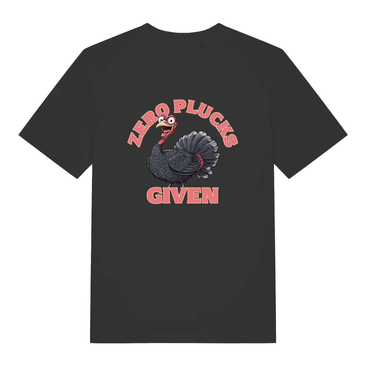 black women's funny animal t-shirt with the graphic of a turkey and the slogan 'zero plucks given'
